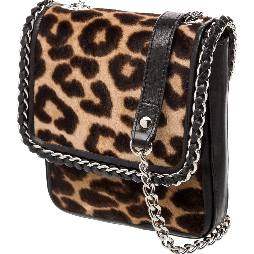 Henri Bendel Leopard Print Calf Hair Chain Shoulder Bag - Picture 10 of 14
